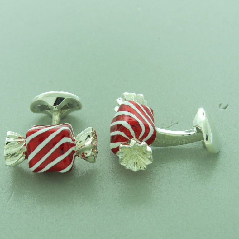 Brand new Deakin & Francis sterling silver red enamel candy cufflinks. Come with original box and papers. weight - 25.4gr