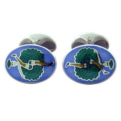 Deakin & Francis Sterling Silver Can Can Girl Cufflinks