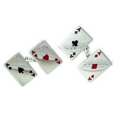 Deakin & Francis Sterling Silver Four Aces Playing Cards Cufflinks