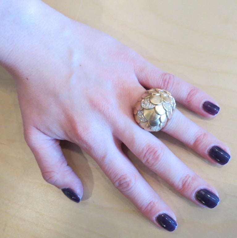 Pomellato Sirene Gold-Diamant-Kuppelring im Zustand „Hervorragend“ im Angebot in Lambertville, NJ
