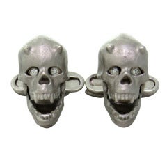 Deakin & Francis Diamond Eye Gold Devil Skull Cufflinks