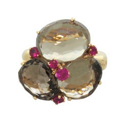 Pomellato Bahia Gold Ruby Smokey Quartz Ring