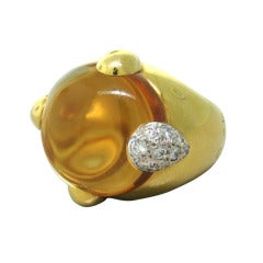 Pomellato Gold Quartz Diamond Ring