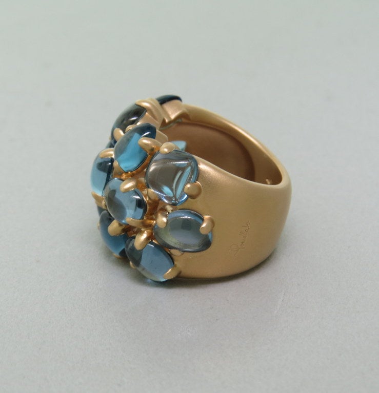 New Pomellato Nausica 18k rose gold ring with blue topaz. Ring size 7, ring top is 20mm x 28mm. weight - 24.7gr