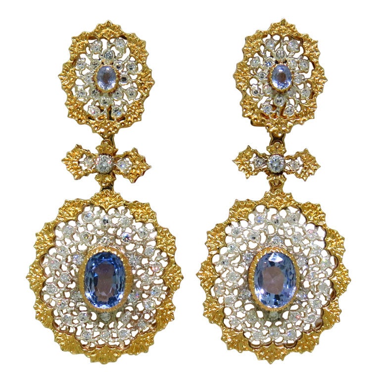 Important Buccellati Sapphire Diamond Earrings