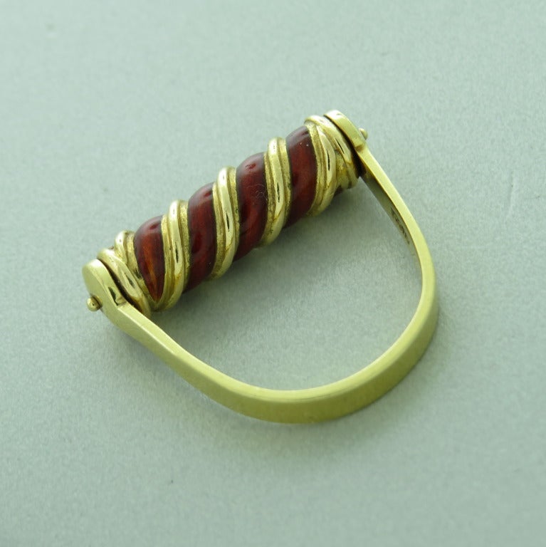 1970s Gucci Gold Enamel Spinning Ring