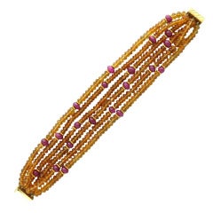 Verdura Citrine Ruby Gold Bracelet