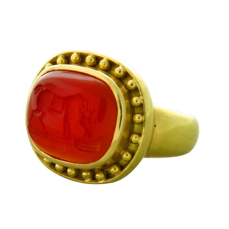 Elizabeth Locke Karneol Gold Intaglio Ring