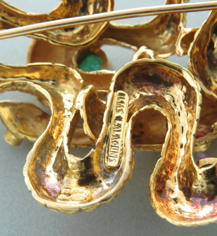 Fabulous Lalaounis Serpent Emerald Ruby Brooch