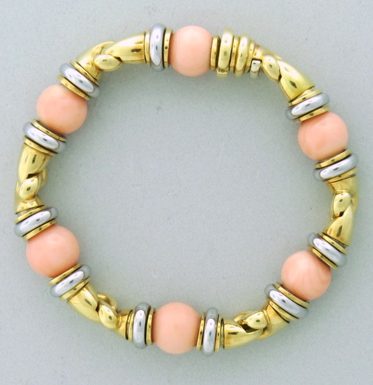 Bulgari Coral Gold Bracelet In Excellent Condition In Lambertville, NJ