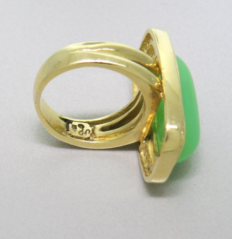 Women's Large Seidengang Chrysoprase Diamond Gold Ring