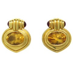 Bulgari Citrine Gold Ruby Earrings
