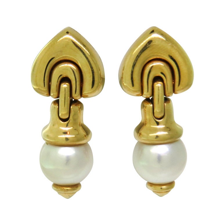 Bulgari Gold Pearl Earrings