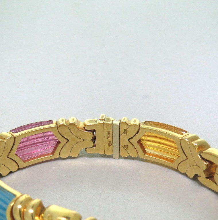 Bulgari Gold Multi Gemstone Bracelet In Excellent Condition In Lambertville, NJ