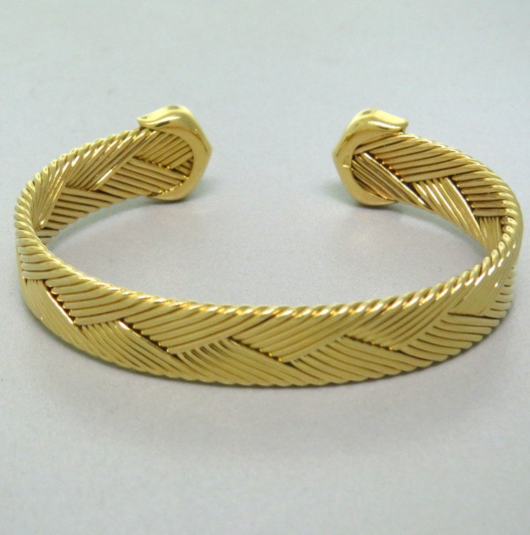Cartier Diamond Gold C Cuff Bracelet In Excellent Condition In Lambertville, NJ