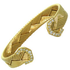 Cartier Diamond Gold C Cuff Bracelet