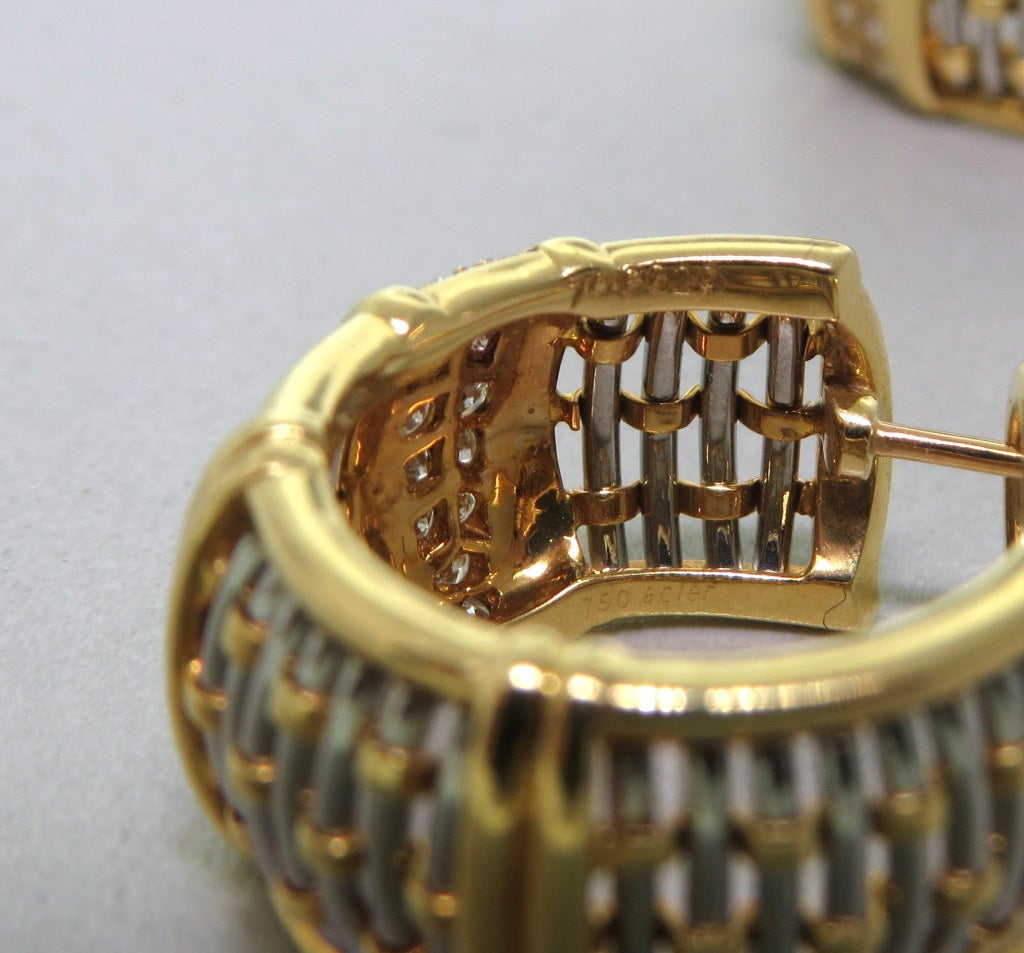 Women's Cartier Gold Diamond Hoop Earrings