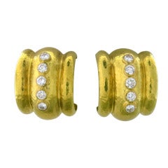 Elizabeth Locke Gold Diamond Amalfi Hoop Earrings