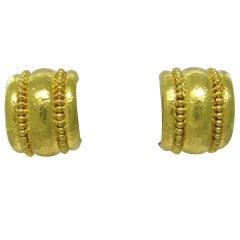 Elizabeth Locke Gold Amalfi Granulated Hoop Earrings