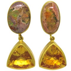 Yossi Harari Opal Citrine Gold Earrings