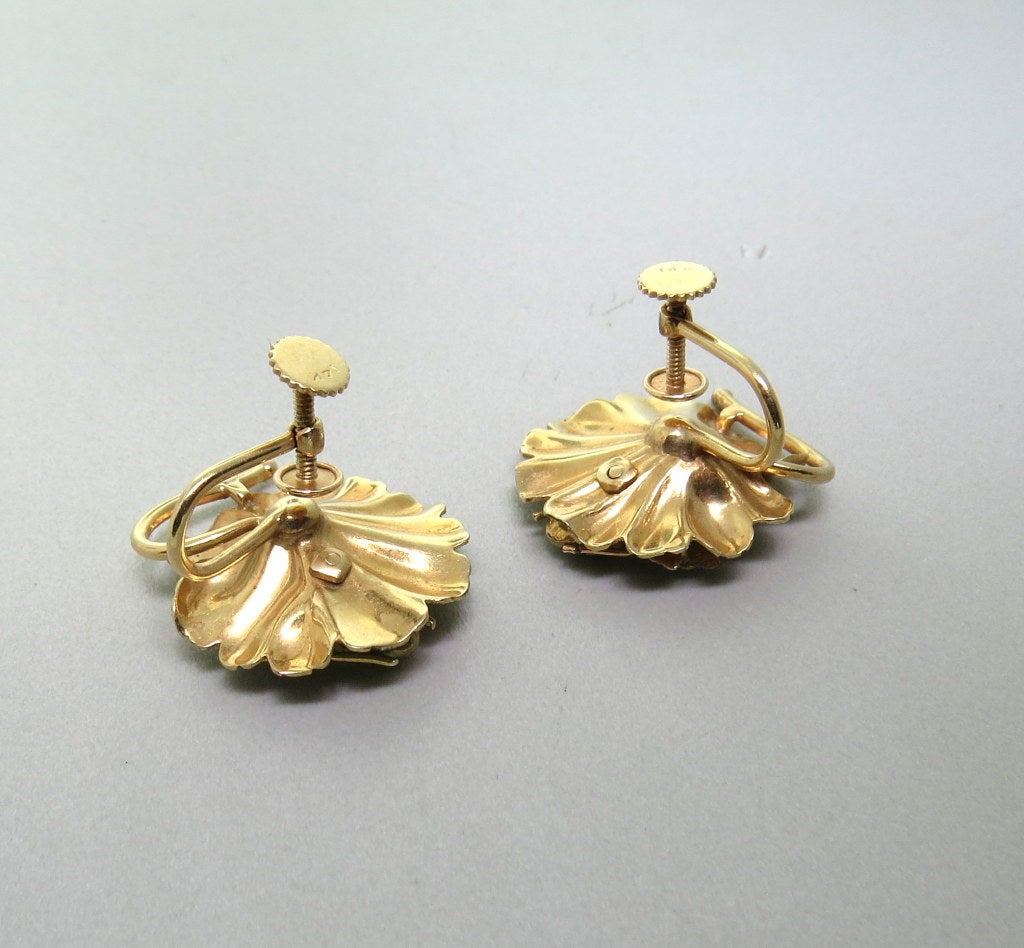 Women's Antique Victorian Enamel Gold Bee Earrings
