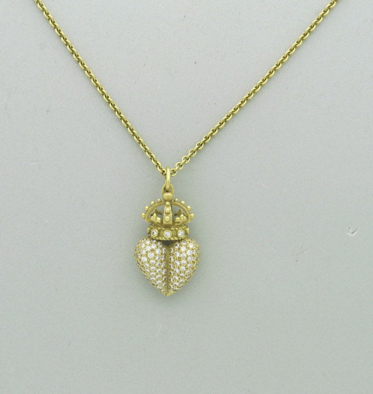 Kieselstein Cord 18k yellow gold pendant necklace with approx. 3.50ctw VS/G diamonds. Necklace is 18 1/2