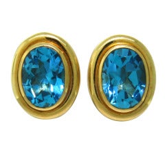 Classic Blue Topaz Gold Earrings