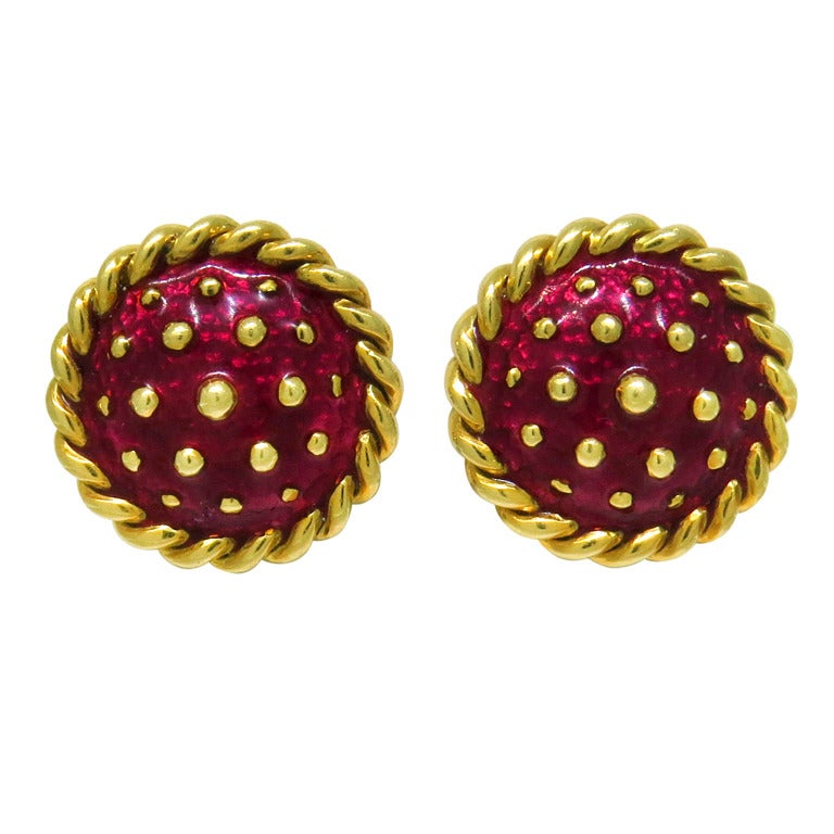 Claus Vollrath Enamel Gold Earrings