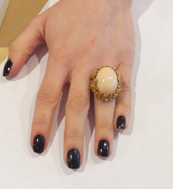 Women's 1970s Coral Gold Free Form Ring