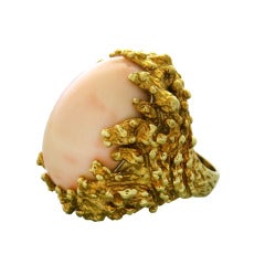 1970s Coral Gold Free Form Ring