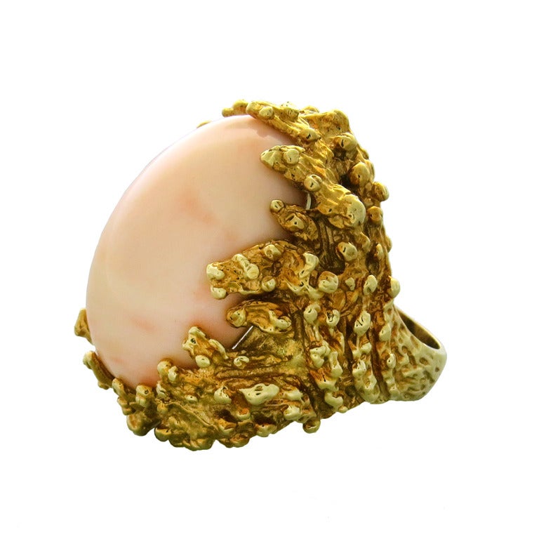 1970s Coral Gold Free Form Ring