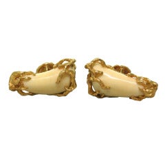 1970s Arthur King Bone Gold Cufflinks