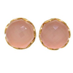 Modern Classic Rose Quartz Diamond Gold Earrings