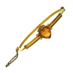 Antique Victorian Citrine Gold Bangle Bracelet