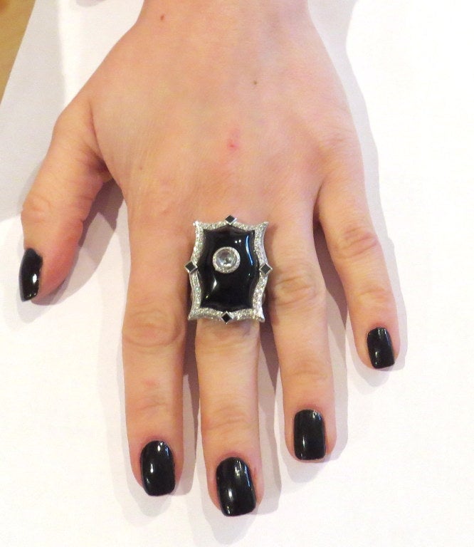 Loree Rodkin Onyx Diamond Gold Ring 1