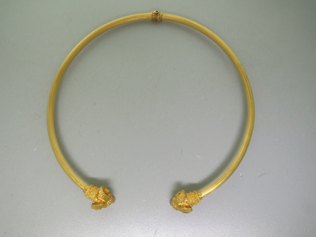Ilias Lalaounis Greece 18k yellow gold collar necklace.Necklace's inner circumference is 14