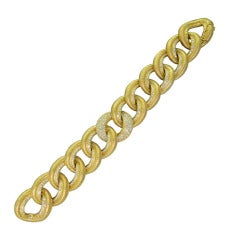 Judith Ripka Mansfield Diamond Gold Link Bracelet