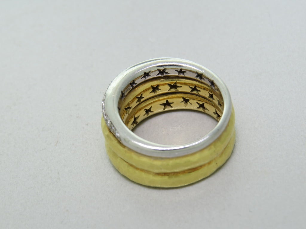 H. Stern Diamond Gold Three Row Band Ring at 1stDibs