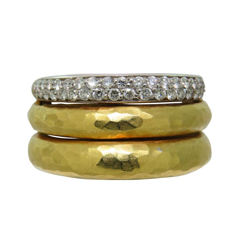 H. Stern Diamond Gold Three Row Band Ring