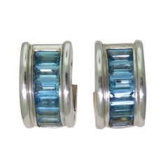 H. Stern Citrine Aquamarine Diamond Gold Hoop Earrings