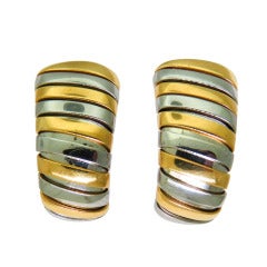 Bulgari Tubogas Steel Gold Earrings