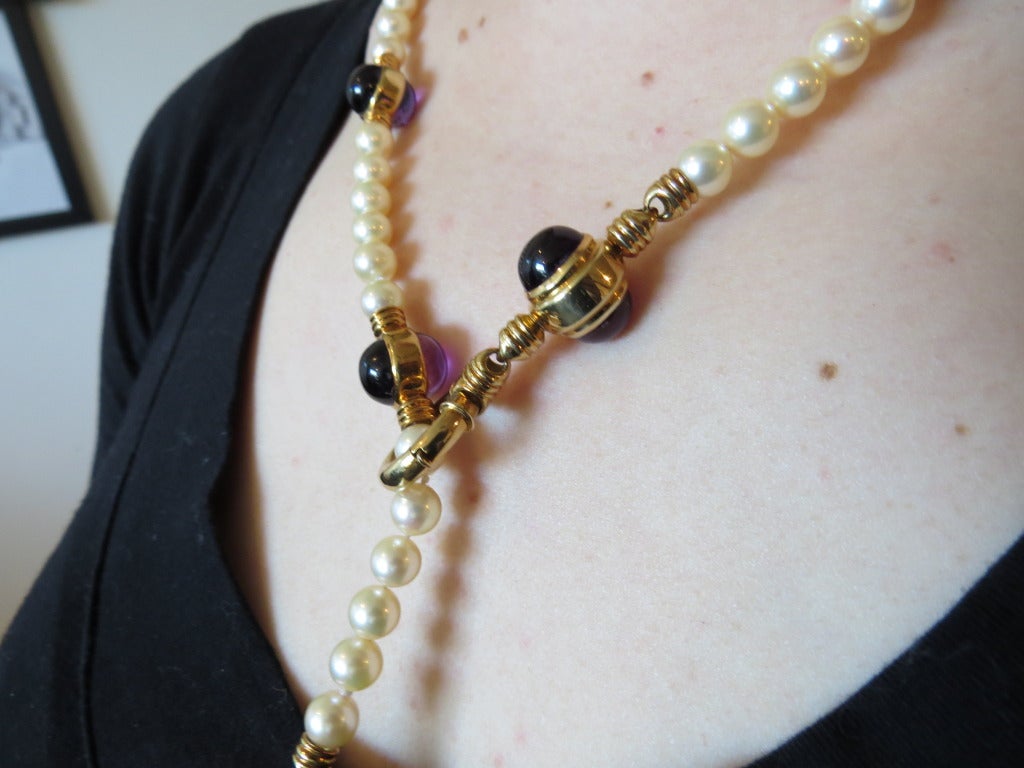 H. Stern Pearl Amethyst Gold Necklace Bracelet Suite 2