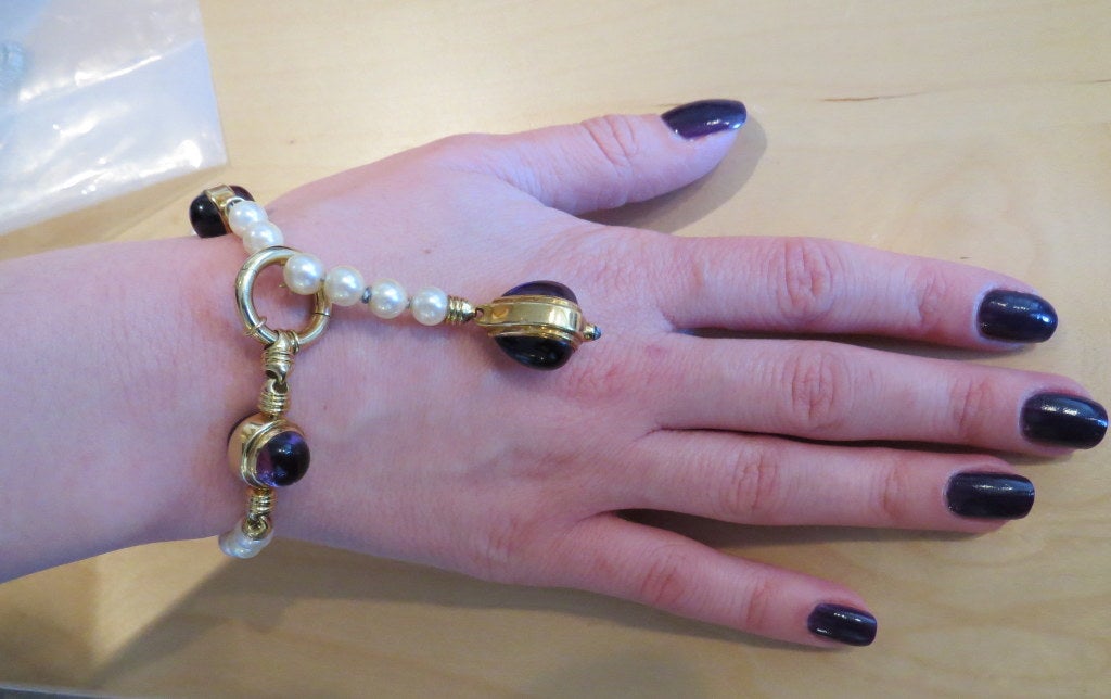 H. Stern Pearl Amethyst Gold Necklace Bracelet Suite 3