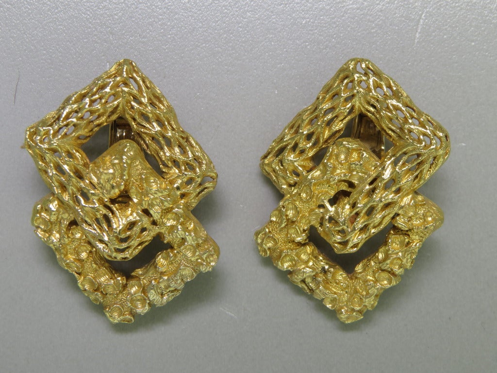 Ilias Lalaounis Greece 18k yellow gold earrings. Measurements - 41mm x 30mm. Marked - 750,A21,makers mark,Lalaounis. weight - 35.0g