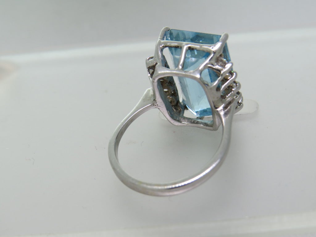 1950s Aquamarine Diamond Gold Ring at 1stDibs