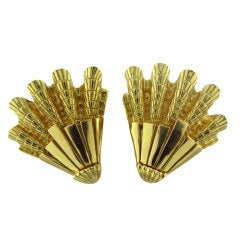 DAVID WEBB Yellow Gold Shell Motif Earrings