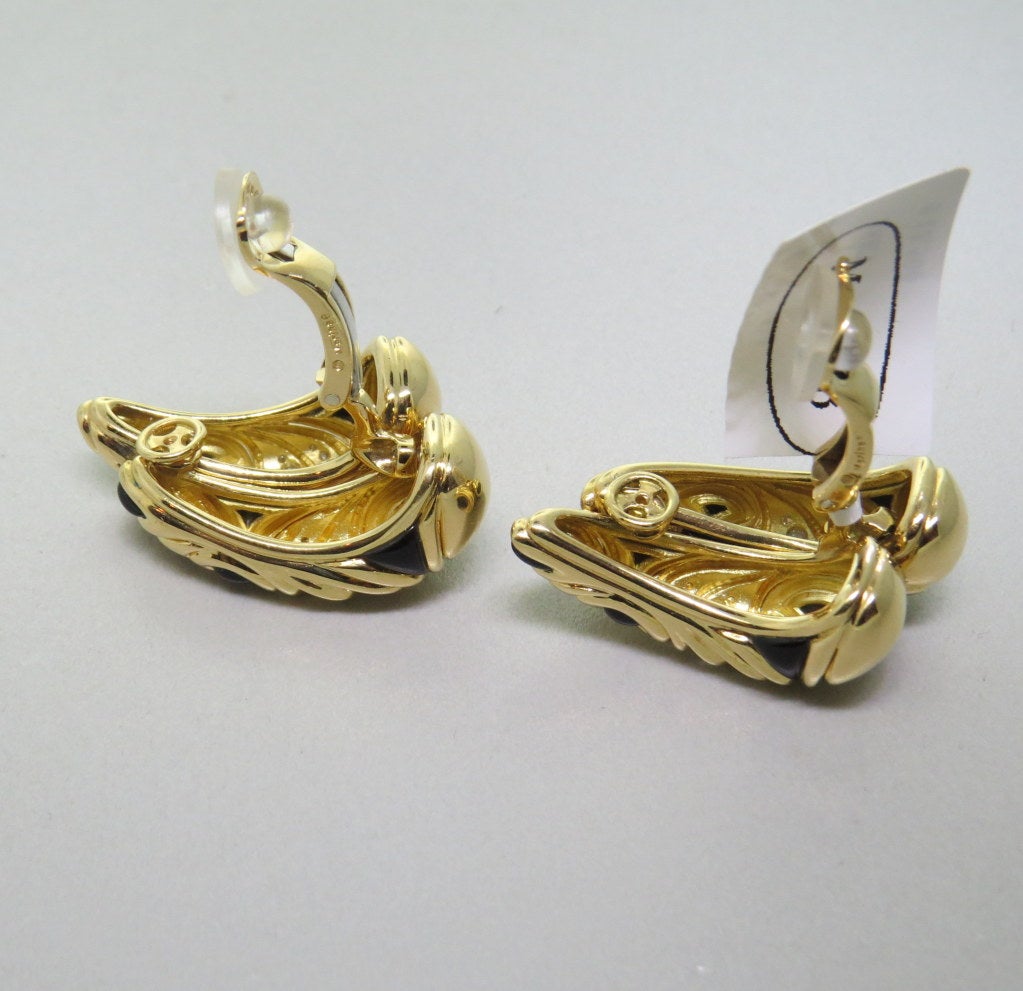 Marina B Huda Gold Diamond Onyx Earrings In Excellent Condition In Lambertville, NJ