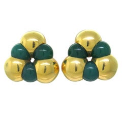 Vintage Marina B Sfera Gold Chrysoprase Earrings