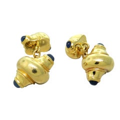 Seaman Schepps Gold Shell Cufflinks with Sapphires Seaman Schepps Gold Shell Cufflinks with Sapphires