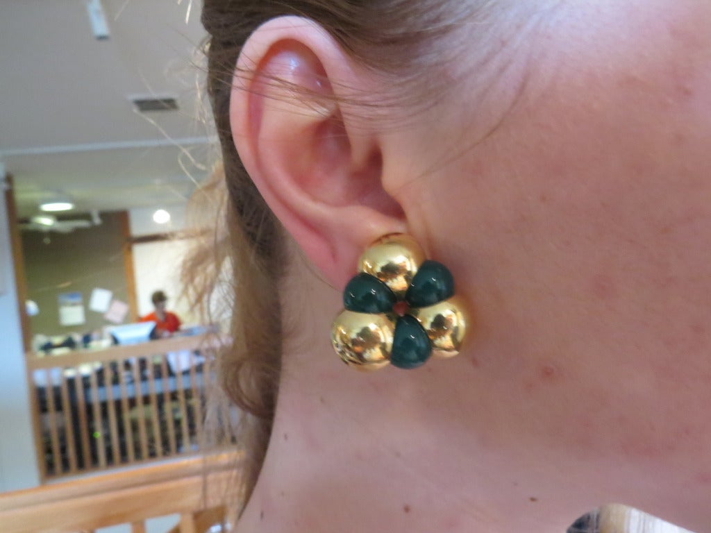 Women's Marina B Sfera Gold Chrysoprase Earrings